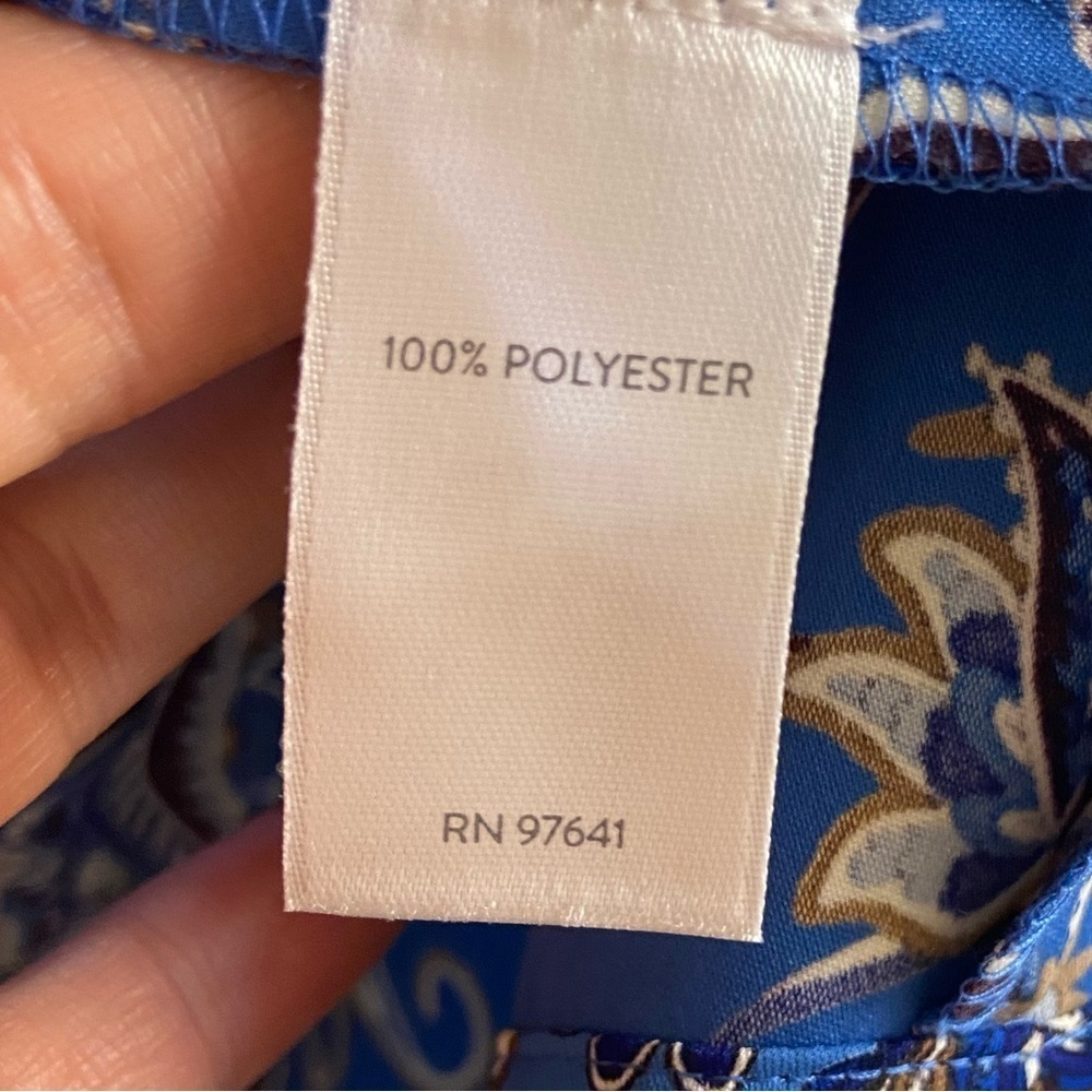 J Jill Wearever Collection Blue Floral Blouse Large - Picture 8 of 8